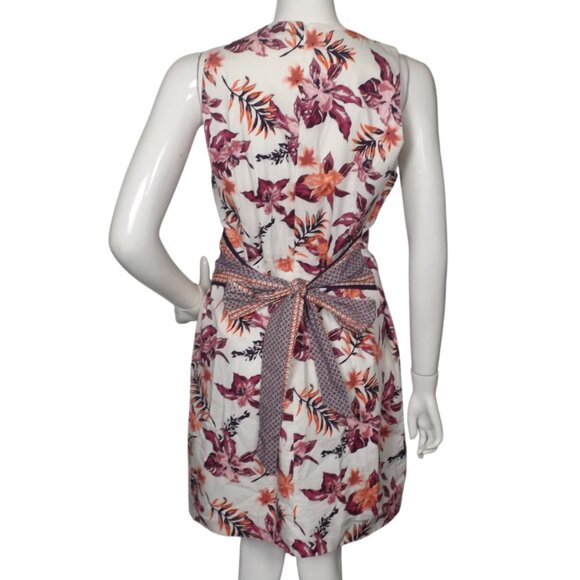 CREMIEUX Dress, 14, Floral, Accent Sash/belt, Sleeveless, White/Purple - Picture 6 of 13